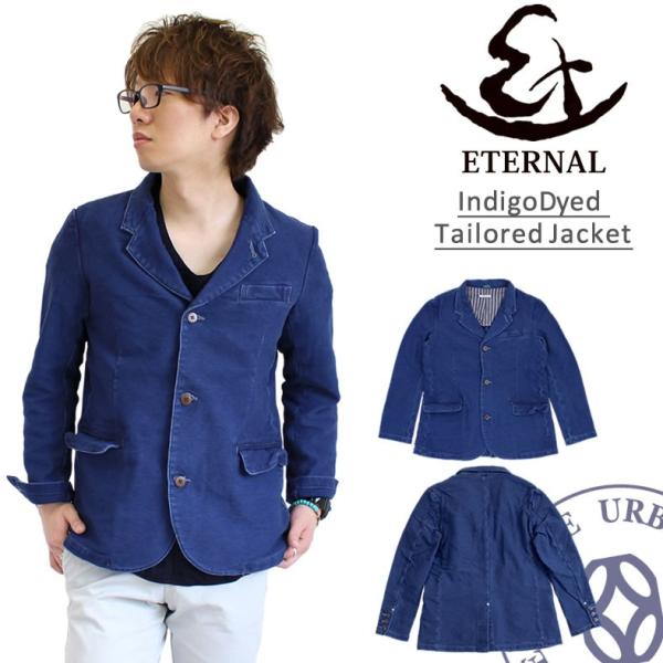 エターナル Eternal ユーズド加工 インディゴ染めテーラードジャケット 93217 長袖 トッ...