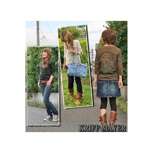 クリフメイヤーレディースKRIFFMAYERメッセージ7分袖Tシャツ地図 カットソー おしゃれ 爆買