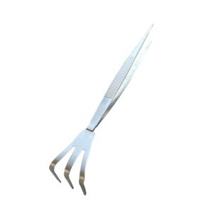 ピンセット 熊手付き ステンレス製 盆栽ツール 園芸用 スパチュラヘッド ガーデニング ツール 精密作業用