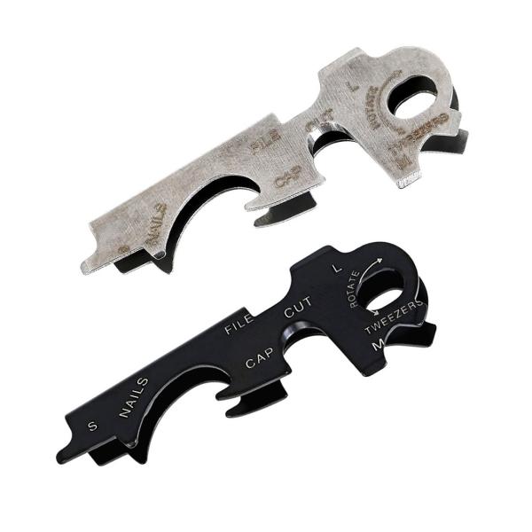 r_planning キーカバー キーホルダー マルチ ツール 多機能 シルバー ブラック 2個セッ...