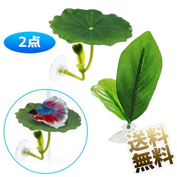 【各1枚計2枚】ベタベッドリーフ ベタ用休憩リーフ 吸盤付き 自然再現設計魚 アクセサリー アクアリ...