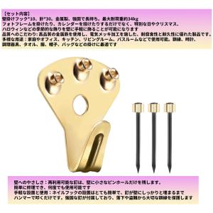 【10個】 壁掛けフック 釘付き 耐荷重約34...の詳細画像2