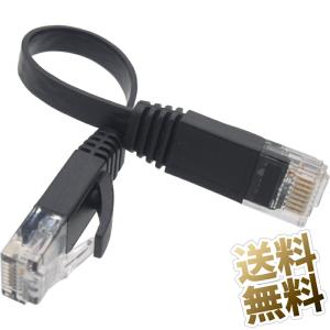 LANケーブル ×1本 Cat6 ギガビット対応 フラットタイプ 1Gbps ツメ折れ防止コネクタ ブラック 短い 約15cm(端子含む)｜SelectShopうり坊