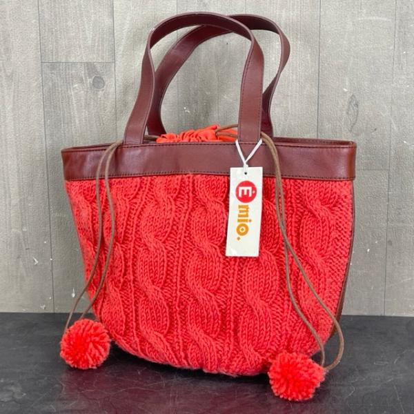 ハンドバッグ タグ有 【未使用】APHRODITE E MIO No.5640 ダークオレンジ　手編...