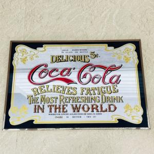 コカコーラ パブミラー 【中古】Coca-Cola レトロ ビンテージ IN THE WORLD 約45×35cm インテリア 看板 雑貨 / 517220