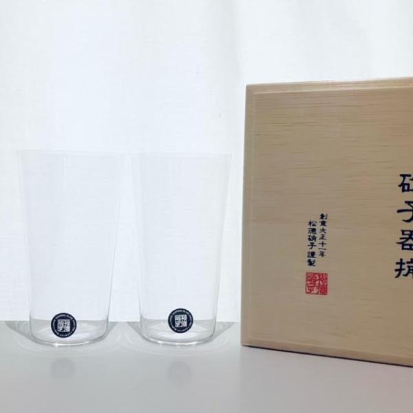 うすはりグラス タンブラーM 木箱2Pセット 松徳硝子 【レビューを書いて5%OFF!】　