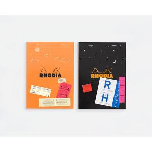 THE bloc memo RHODIA Day & Night ブロックメモロディア ORANGE & BLACK  【レターパック対応】｜uroco