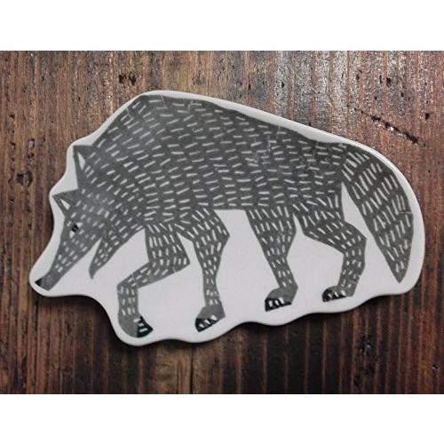 倉敷意匠計画室 kata kata カタカタ 印判手豆皿 （オオカミ・グレー）