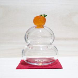 硝子 ガラス 鏡餅 クリア 限定価格セール 敷布付き 中