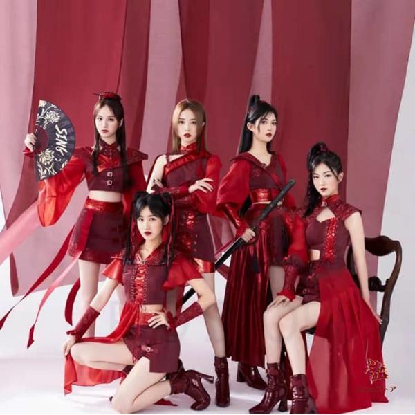 赤 ダンス衣装 セットアップ 大人 レディース 中華風 アイドル 衣装 ヒップホップ ジャッズダンス...