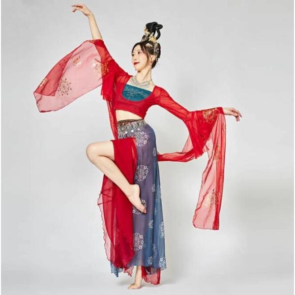 中華コスプレ衣装 敦煌古典舞踊 ダンス衣装 チャイナ風 飛天 天女 コスチューム 漢服 唐時代 中国...