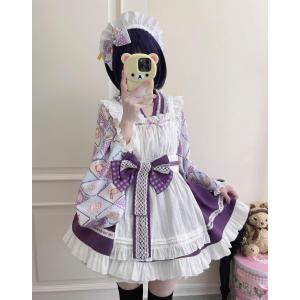 ロリータ服 改良 着物 和服 和風 メイド服 ...の詳細画像5