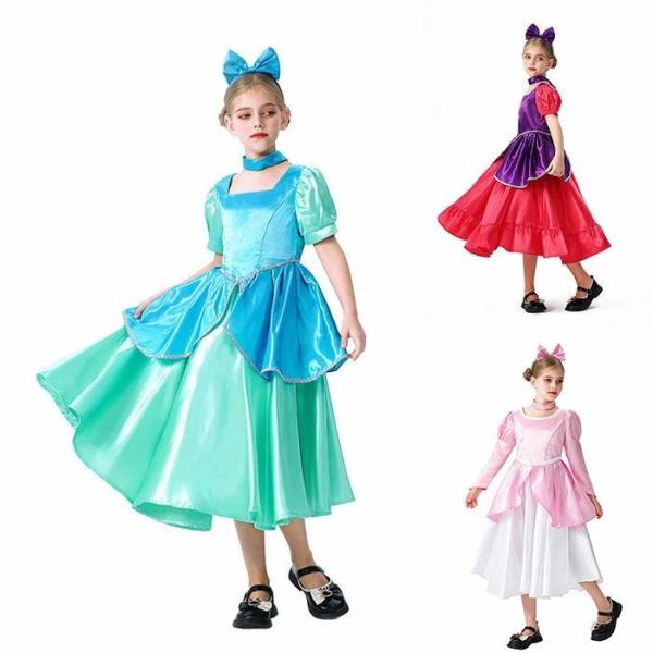 子どもドレス コスプレ シンデレラ プリンセス メイドワンピース カチューシャ付 舞台ステージ衣装 ...