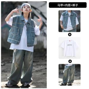 子供舞台ダンス衣装 デニムベスト ダメージ加工...の詳細画像4