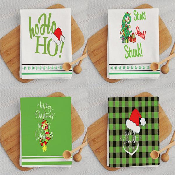 4枚セット クリスマス キッチンタオル キッチンクロス ふきん 台拭き 食器拭き 手拭きタオル キッ...