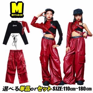 赤 PUレザー 片袖ベスト 長袖トップス へそ出...の商品画像