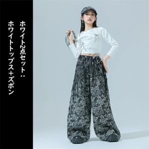 女の子 花柄 キッズダンス 長袖 スパンコール...の詳細画像3