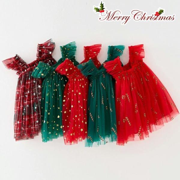 ワンピース チュチュドレス クリスマス ベビーワンピース おしゃれ チュールスカート 子供服 女の子...