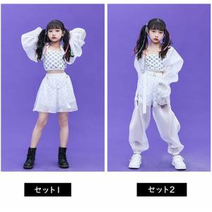 キッズダンス衣装 セットアップ 白 トップス ...の詳細画像1