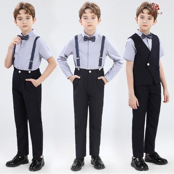 子供スーツ サロペット 男の子 春夏フォーマルスーツ 半袖/長袖 サロペットスーツ キッズ礼服 スー...