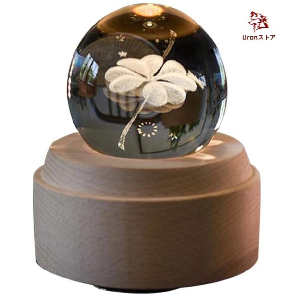 LEDライト オルゴール クリスタル ボール おしゃれ間接照明 木製手作りかわいい USB充電式投影...