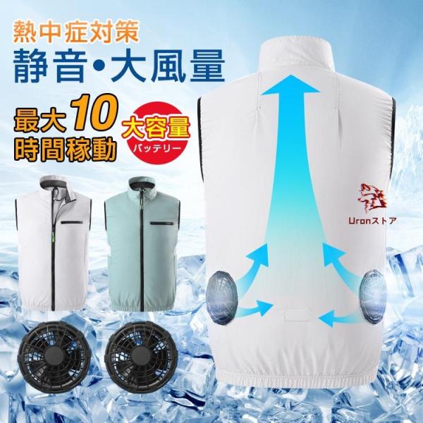 空調作業服 ベスト ファン付き 作業服 大風量 室外作業 クールベス USB給電 熱中症対策 紫外線...