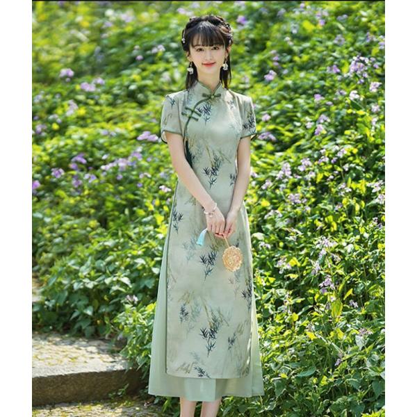 中華風チャイナ服レディース チャイナドレス 半袖ハロウィン コスプレ衣装パーティードレス ステージ衣...