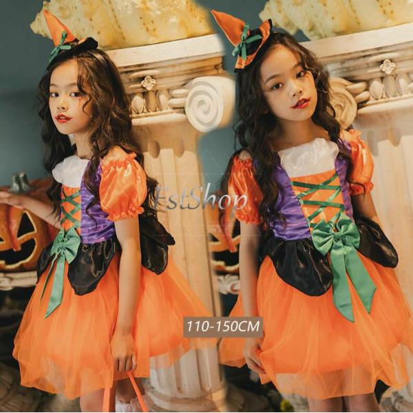 キッズ ハロウィンコスチューム衣装 子供 ハロウィン かぼちゃ ハロウィン衣装 子供 変身仮装 女の...