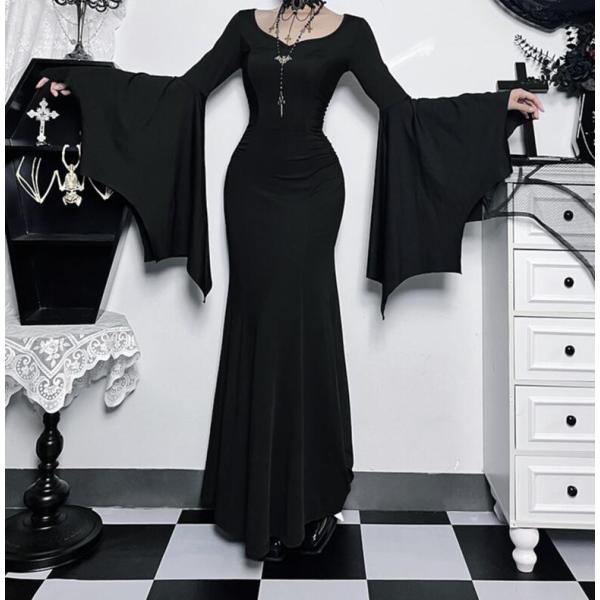 レディースワンピース ドルマンスリーブ ゴシック風 魔女 コスプレ セクシー 黒 ハロウィン 可愛い...