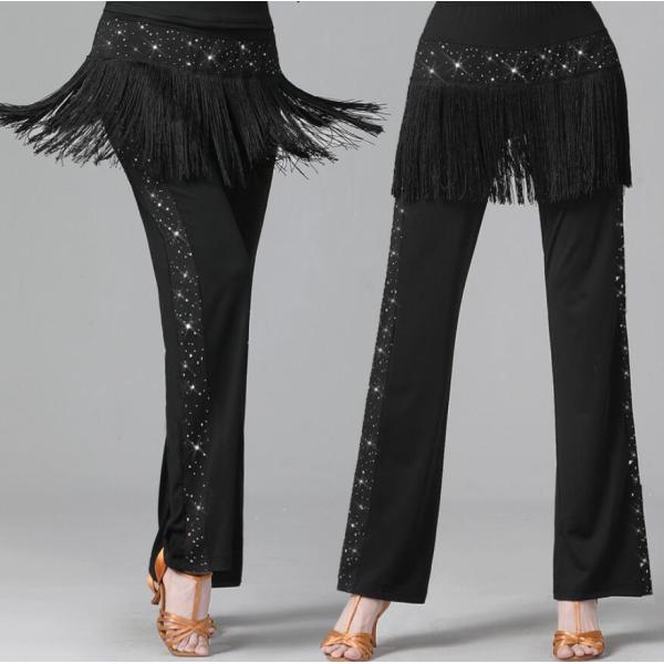 ダンスパンツ フリンジ付 パンツ ラテンダンスパンツ 美脚パンツ ヨガパンツ レディース ストレッチ...