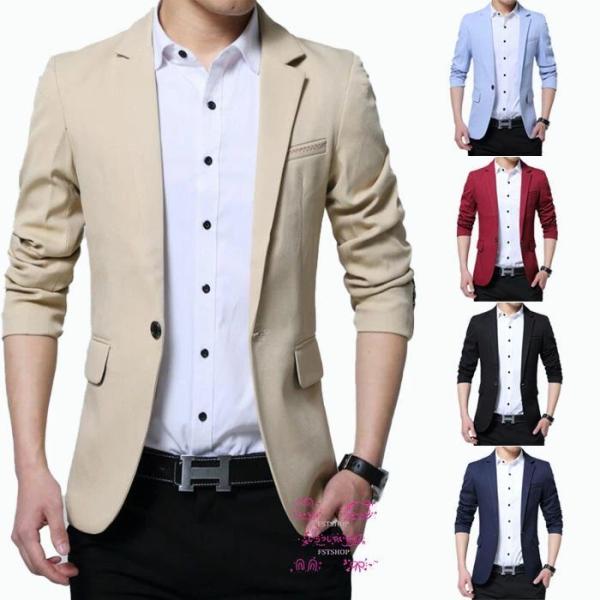 メンズブレザー スーツコート テーラードジャケット1ボタン発表会 アウター通勤 フォーマルスーツ無地...