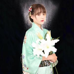 浴衣 レディース 緑 紫 花柄 8点セット 下...の詳細画像5