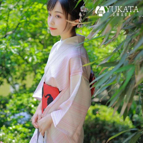 浴衣 レディース レース ピンク ストライプ柄 無地 夏着物 花火大会 夏祭り 8点セット 兵児帯 ...