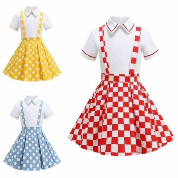 フェイクレヤード キッズドレス 女の子 子供 子ども レトロワンピース スイングワンピ Aライン カ...