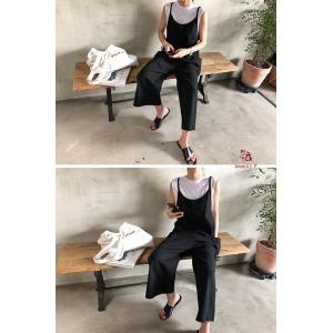 サロペット パンツ ワイドパンツ きれいめ ス...の詳細画像3