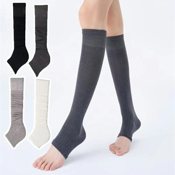 レッグウォーマー 足首ウォーマー 夏用 薄手 ロング  ストライプ トレンカ バレエ  穴あき  締...