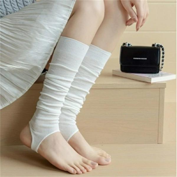 5色 レッグウォーマー 足首ウォーマー 夏用 薄手 ロング  トレンカ バレエ 綿 甲付き 穴あき ...