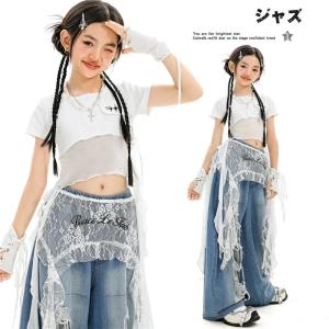 キッズダンス衣装 セットアップ 女の子 白 ト...の詳細画像1