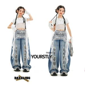 キッズダンス衣装 セットアップ 女の子 白 ト...の詳細画像3