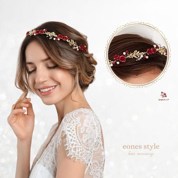 ヘアアクセサリー レディース 結婚式 ウェディング ブライダル リボン ワイヤー 髪飾り カチューシ...