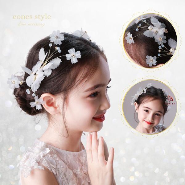 ヘッドドレス 髪飾り 子供 女の子 キッズ ヘアアクセサリー リボン シアー 透け感 ヘアクリップ ...