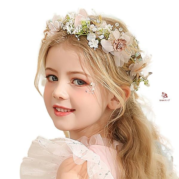 ヘアアクセサリー 髪飾り 子供 ハンドメイド ブレスレット 2点セット女の子 レディース 花 ピアノ...