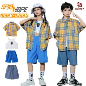 イエロー ブルー 白 チェック柄 シャツ 半ズボ...の商品画像