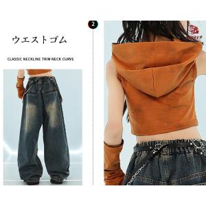 デニムパンツ ショートトップ フード付き キラ...の詳細画像3