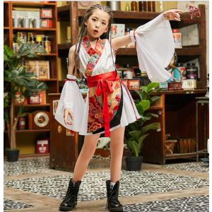子供中華風ダンス衣装4点セット チャイナ風 和...の詳細画像2