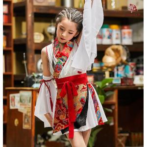 子供中華風ダンス衣装4点セット チャイナ風 和...の詳細画像3