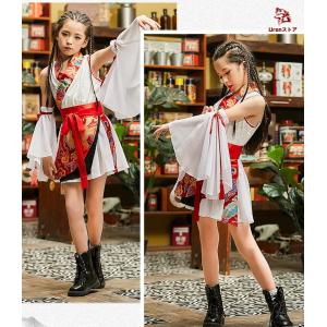 子供中華風ダンス衣装4点セット チャイナ風 和...の詳細画像5