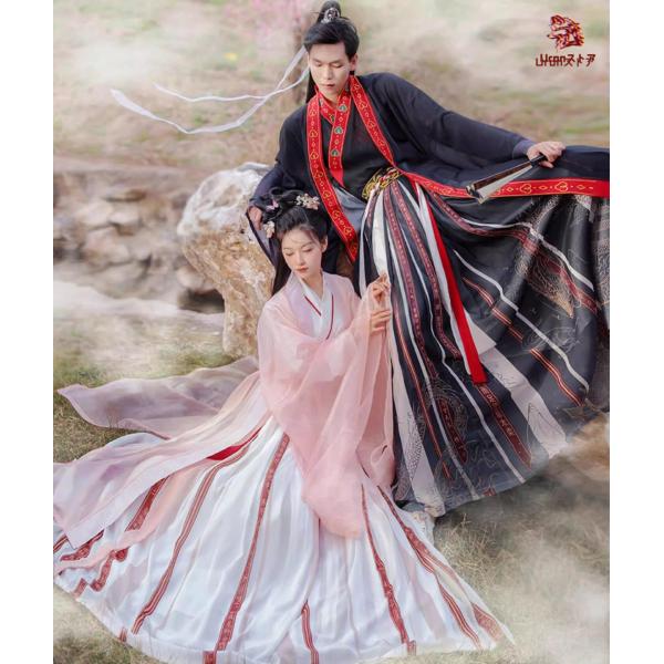 大人漢服 男女お揃い ペアルック チャイナ服 中華コスプレ衣装 羽織付き3点セット メンズ レディー...