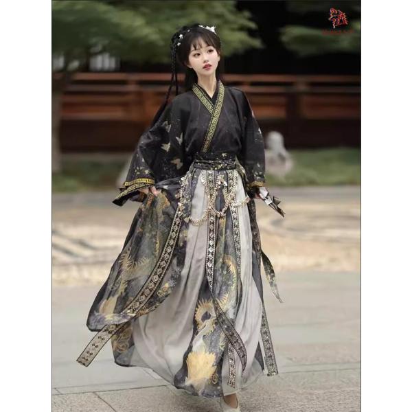 漢服 魏晋時代コスプレ衣装 龍 蝶柄プリント  レディース  コスチューム 時代劇  華流舞台衣裳 ...