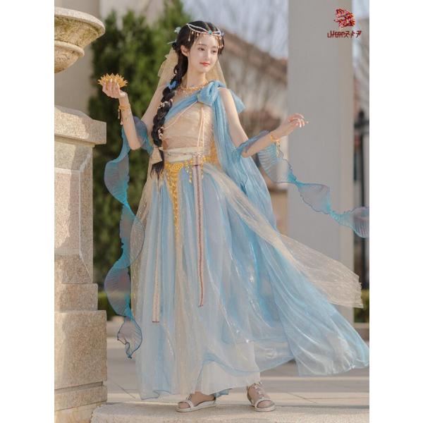 アラビアン衣装 敦煌古典舞踊ダンス衣裳 中華 飛天 天女 飄々 ダンス 衣装 セット アラジン ジャ...